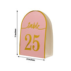 25 - Pack 7" Disposable Table Numbers, Blush Free Standing Double Sided Table Number Place Cards with Metallic Gold Foil Numbers 1 - 25 - Bell Racket Store