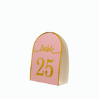 25 - Pack 7" Disposable Table Numbers, Blush Free Standing Double Sided Table Number Place Cards with Metallic Gold Foil Numbers 1 - 25 - Bell Racket Store