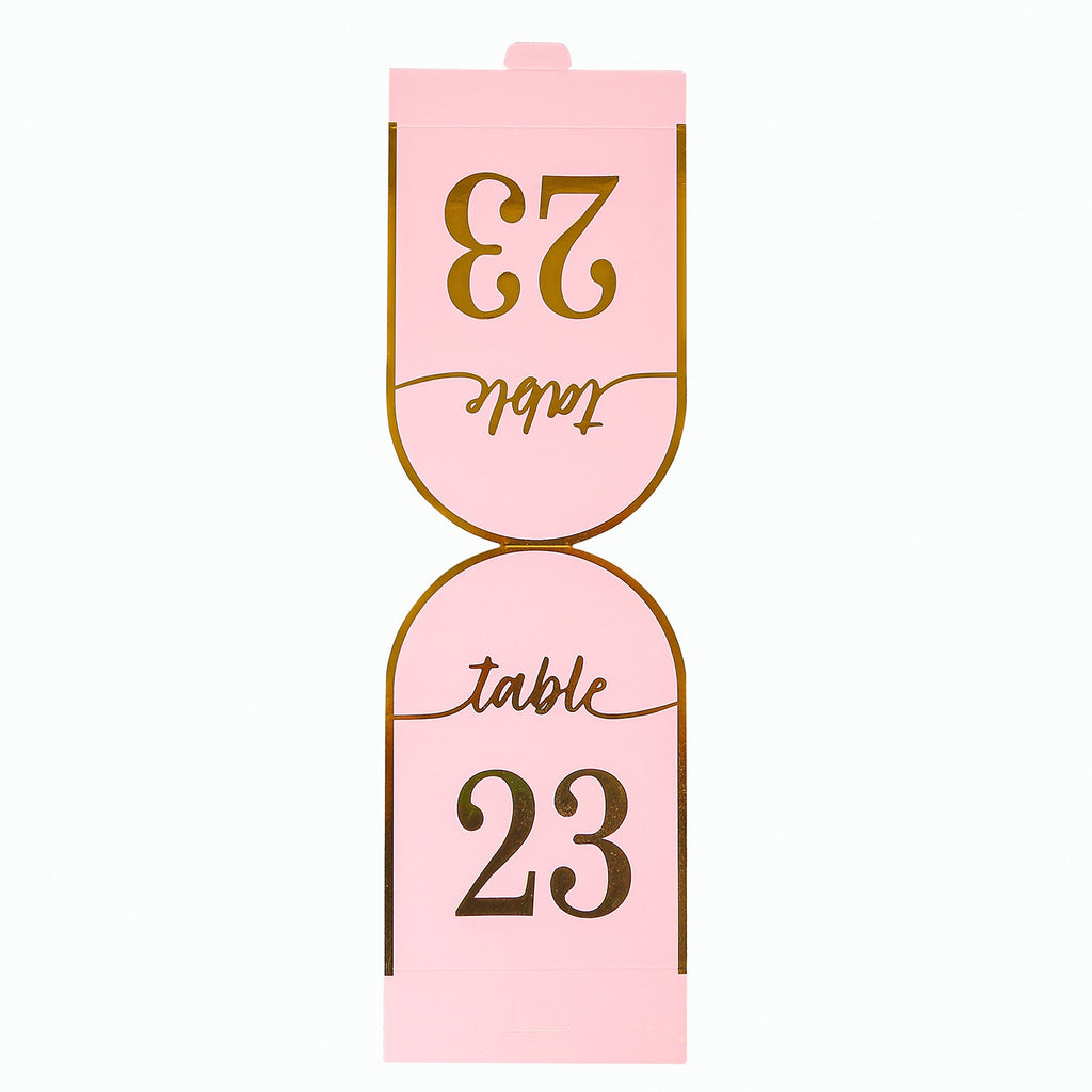 25 - Pack 7" Disposable Table Numbers, Blush Free Standing Double Sided Table Number Place Cards with Metallic Gold Foil Numbers 1 - 25 - Bell Racket Store