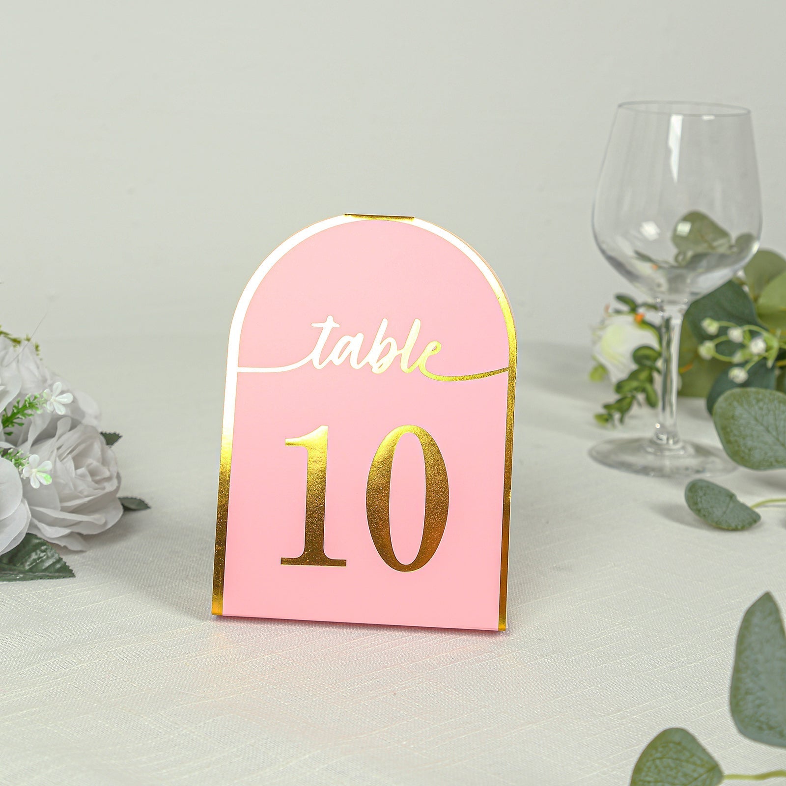 25 - Pack 7" Disposable Table Numbers, Blush Free Standing Double Sided Table Number Place Cards with Metallic Gold Foil Numbers 1 - 25 - Bell Racket Store