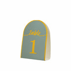 25 - Pack 7" Disposable Table Numbers, Dusty Blue Free Standing Double Sided Table Number Place Cards with Metallic Gold Foil Numbers 1 - 25 - Bell Racket Store