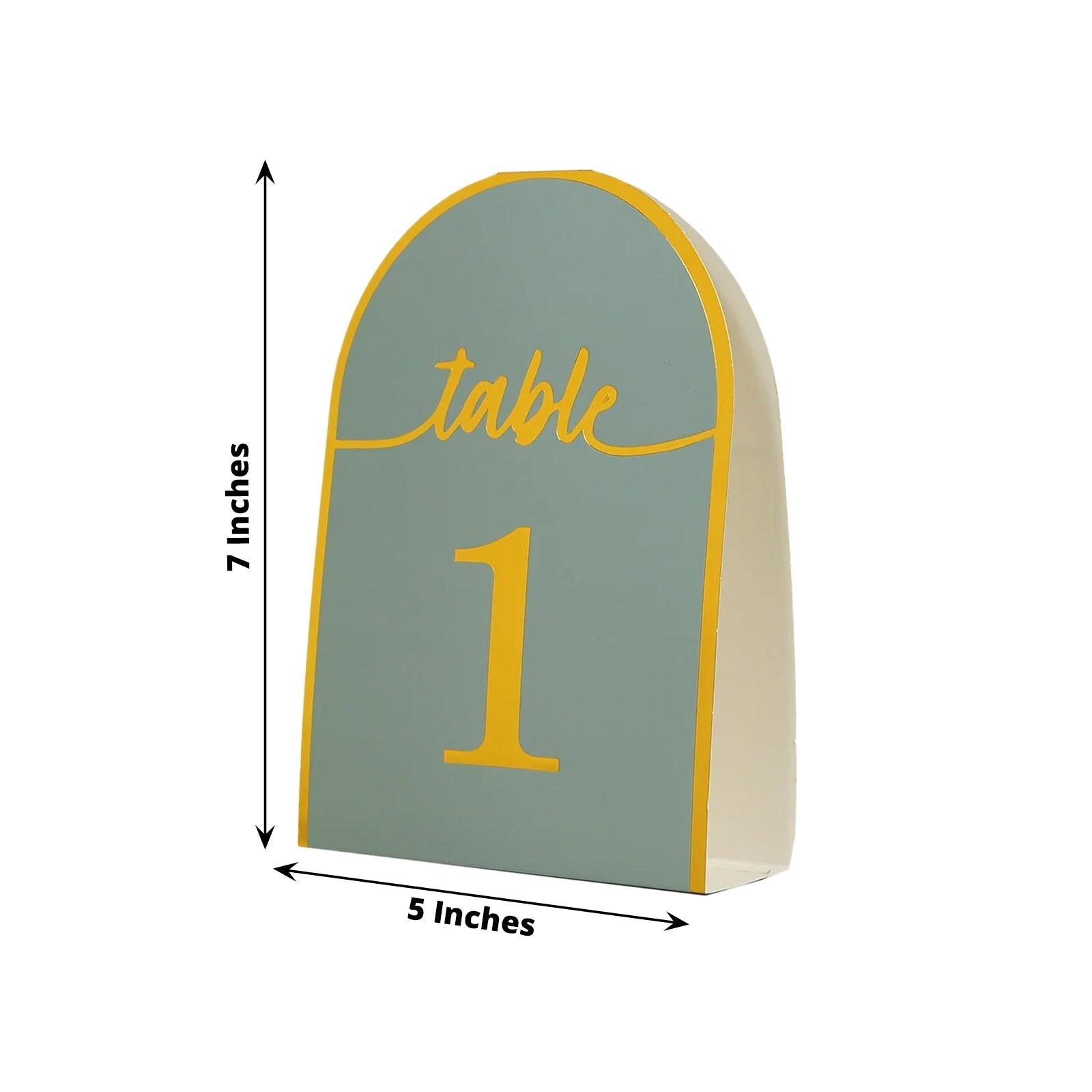 25 - Pack 7" Disposable Table Numbers, Dusty Blue Free Standing Double Sided Table Number Place Cards with Metallic Gold Foil Numbers 1 - 25 - Bell Racket Store