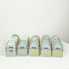 25 - Pack 7" Disposable Table Numbers, Dusty Blue Free Standing Double Sided Table Number Place Cards with Metallic Gold Foil Numbers 1 - 25 - Bell Racket Store