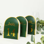 25 - Pack 7" Disposable Table Numbers, Hunter Emerald Green Free Standing Double Sided Table Number Place Cards with Metallic Gold Foil Numbers 1 - 25 - Bell Racket Store