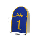 25 - Pack 7" Disposable Table Numbers, Royal Blue Free Standing Double Sided Table Number Place Cards with Metallic Gold Foil Numbers 1 - 25 - Bell Racket Store