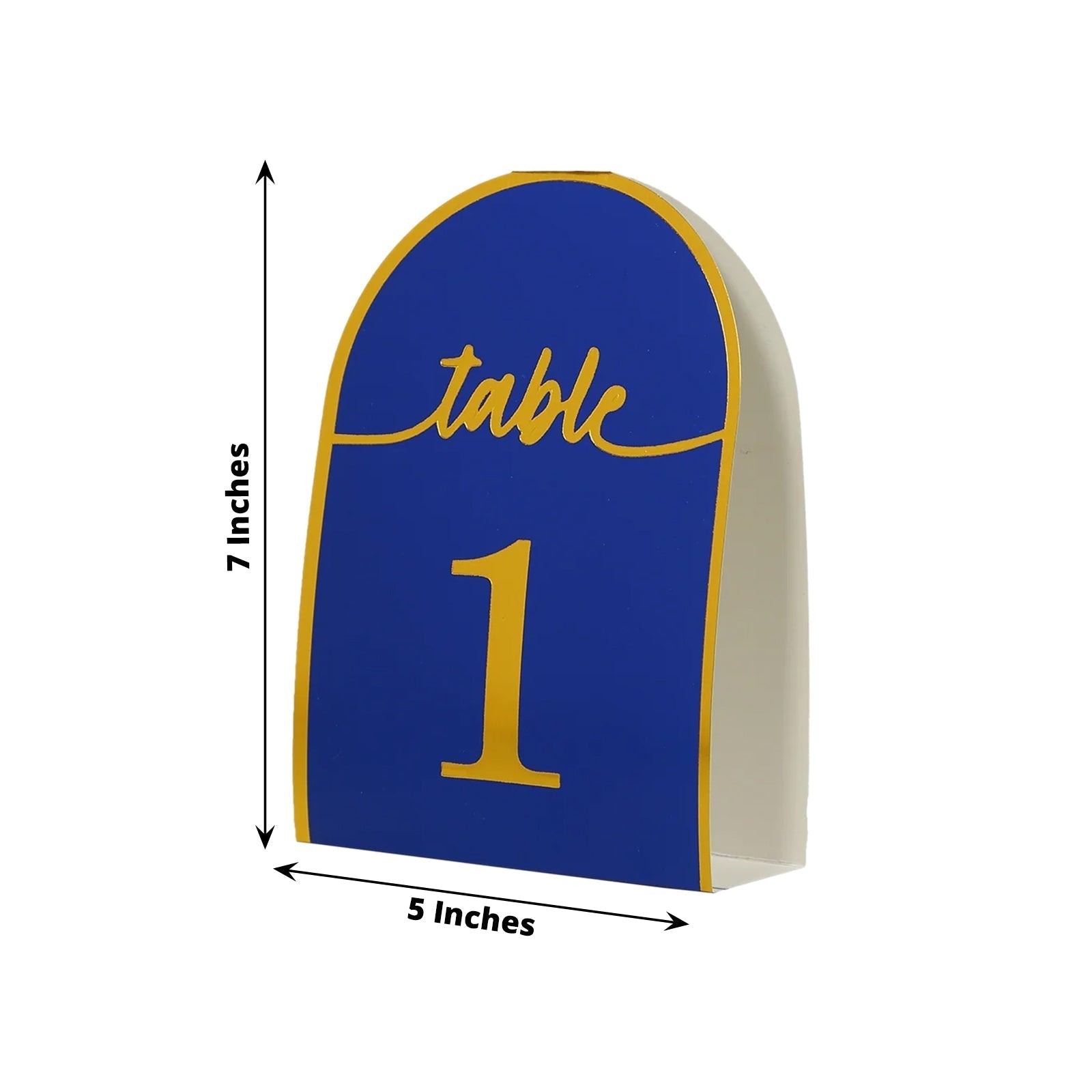 25 - Pack 7" Disposable Table Numbers, Royal Blue Free Standing Double Sided Table Number Place Cards with Metallic Gold Foil Numbers 1 - 25 - Bell Racket Store