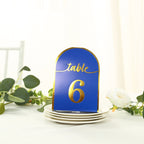 25 - Pack 7" Disposable Table Numbers, Royal Blue Free Standing Double Sided Table Number Place Cards with Metallic Gold Foil Numbers 1 - 25 - Bell Racket Store