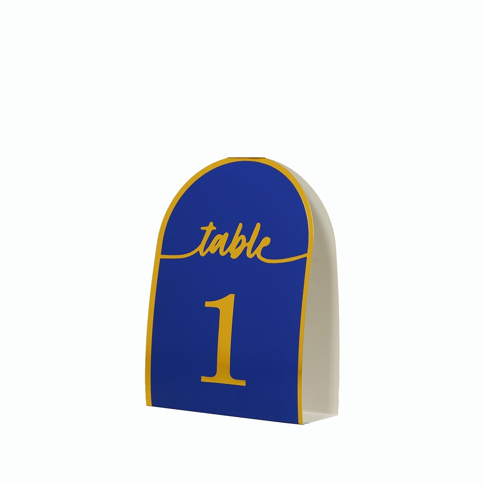 25 - Pack 7" Disposable Table Numbers, Royal Blue Free Standing Double Sided Table Number Place Cards with Metallic Gold Foil Numbers 1 - 25 - Bell Racket Store