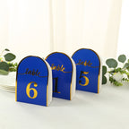 25 - Pack 7" Disposable Table Numbers, Royal Blue Free Standing Double Sided Table Number Place Cards with Metallic Gold Foil Numbers 1 - 25 - Bell Racket Store