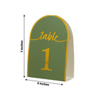 25 - Pack 7" Disposable Table Numbers, Sage Green Free Standing Double Sided Table Number Place Cards with Metallic Gold Foil Numbers 1 - 25 - Bell Racket Store