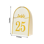 25 - Pack 7" Disposable Table Numbers, White Free Standing Double Sided Table Number Place Cards with Metallic Gold Foil Numbers 1 - 25 - Bell Racket Store