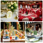 25 - Pack 7" Disposable Table Numbers, White Free Standing Double Sided Table Number Place Cards with Metallic Gold Foil Numbers 1 - 25 - Bell Racket Store