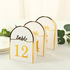 25 - Pack 7" Disposable Table Numbers, White Free Standing Double Sided Table Number Place Cards with Metallic Gold Foil Numbers 1 - 25 - Bell Racket Store