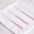 25-Pack Plastic Knives Transparent Blush Glitter Classic Heavy Duty - Decorative Disposable Cutlery 7"