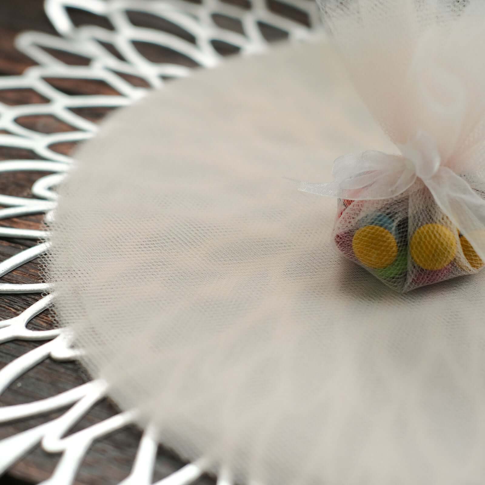 25 Pack 9" Beige Sheer Nylon Tulle Circles Favor Wrap Craft Fabric, DIY Candy Favor Wraps - Bell Racket Store