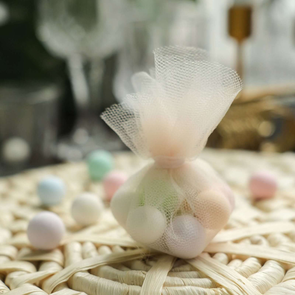 25 Pack 9" Beige Sheer Nylon Tulle Circles Favor Wrap Craft Fabric, DIY Candy Favor Wraps - Bell Racket Store