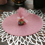 25 Pack 9" Dusty Rose Sheer Nylon Tulle Circles Favor Wrap Craft Fabric, DIY Candy Favor Wraps - Bell Racket Store