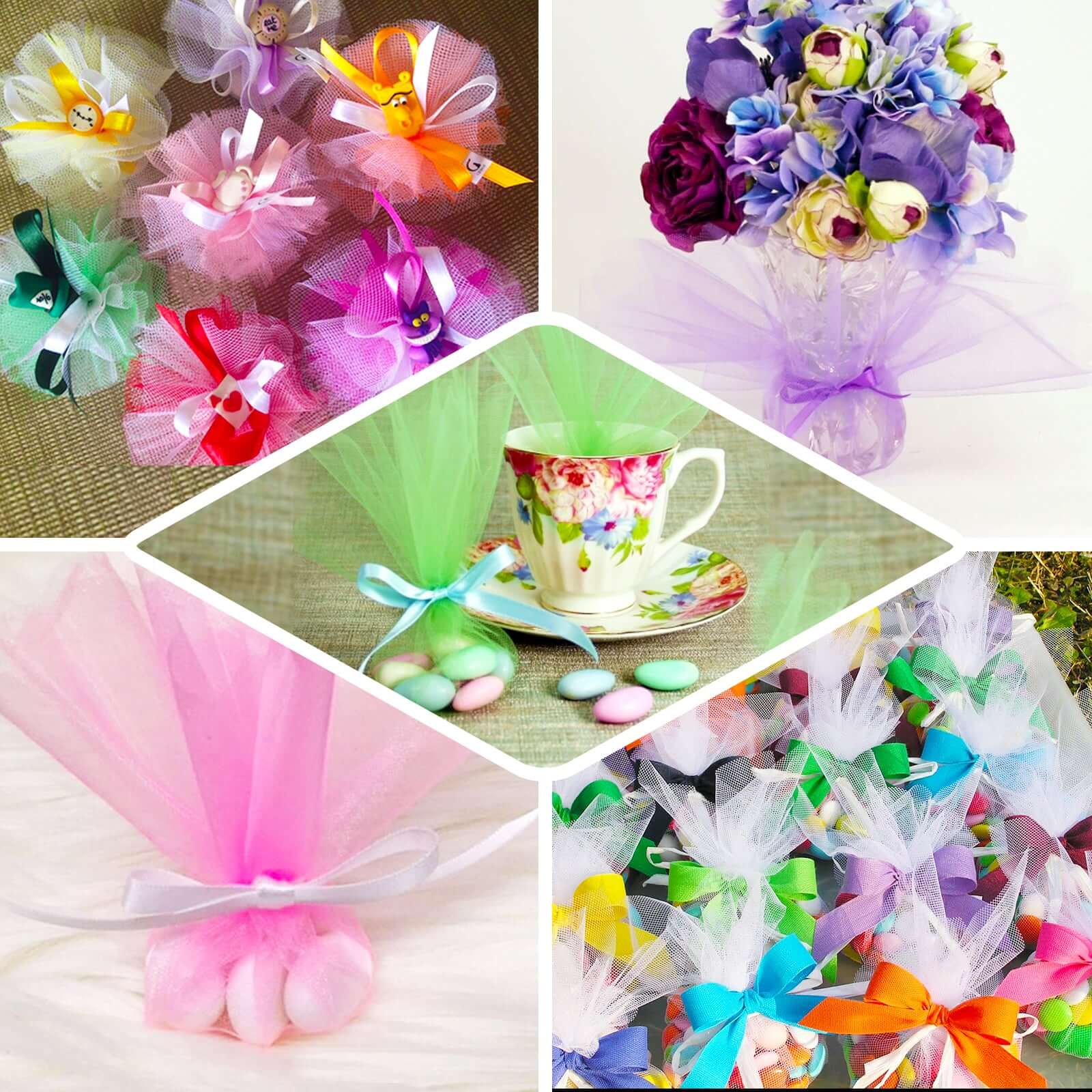 25 Pack 9" Natural Sheer Nylon Tulle Circles Favor Wrap Craft Fabric, DIY Candy Favor Wraps - Bell Racket Store