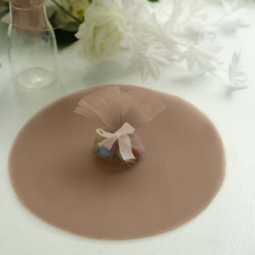 25 Pack 9" Natural Sheer Nylon Tulle Circles Favor Wrap Craft Fabric, DIY Candy Favor Wraps - Bell Racket Store