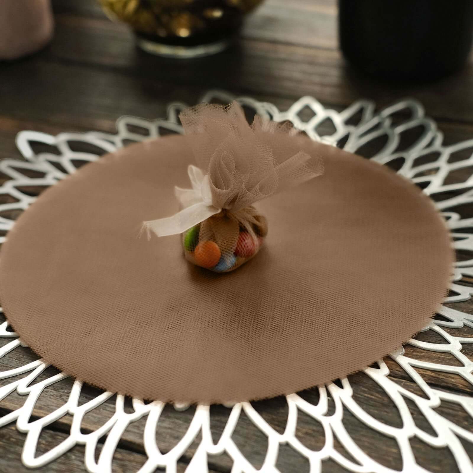 25 Pack 9" Natural Sheer Nylon Tulle Circles Favor Wrap Craft Fabric, DIY Candy Favor Wraps - Bell Racket Store