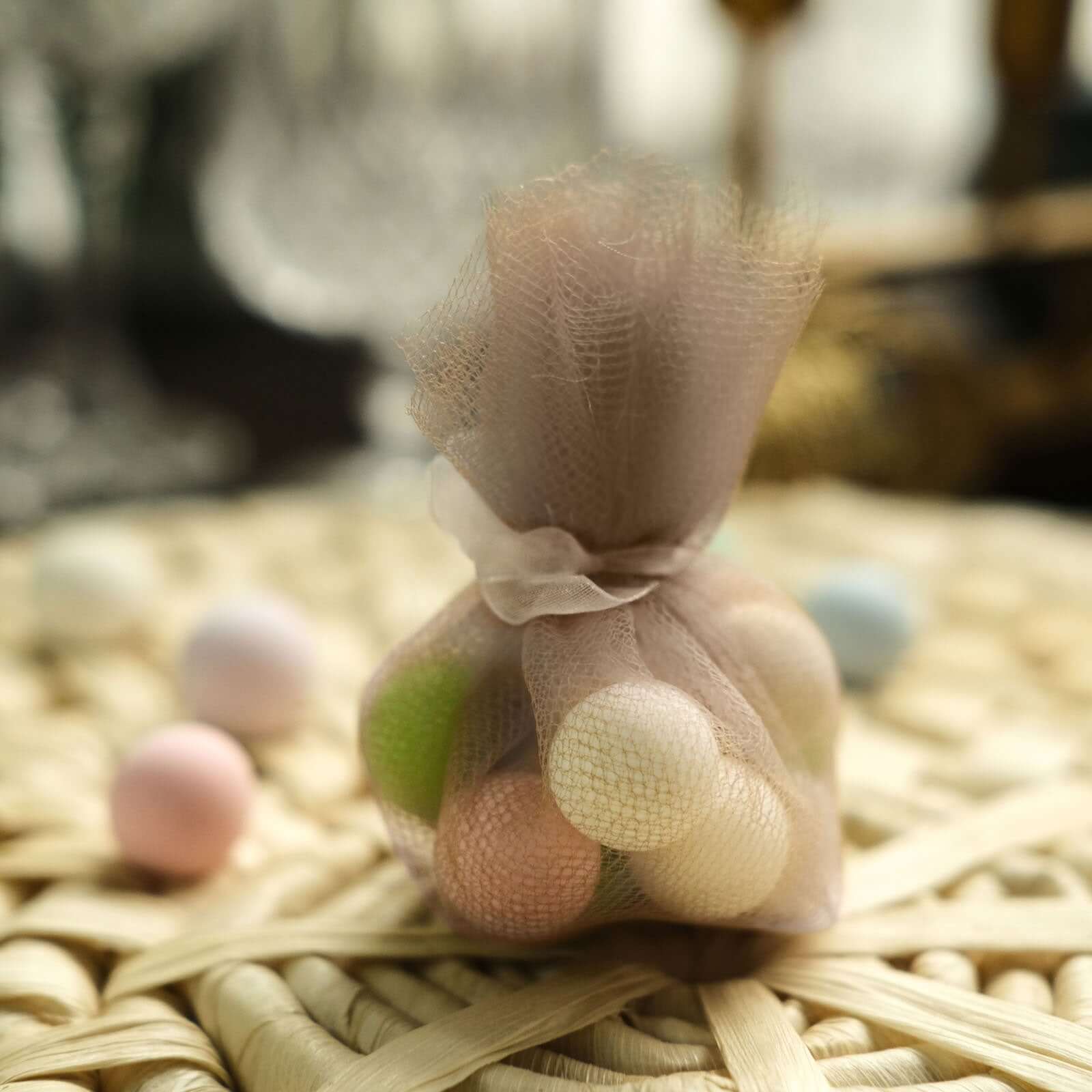 25 Pack 9" Natural Sheer Nylon Tulle Circles Favor Wrap Craft Fabric, DIY Candy Favor Wraps - Bell Racket Store