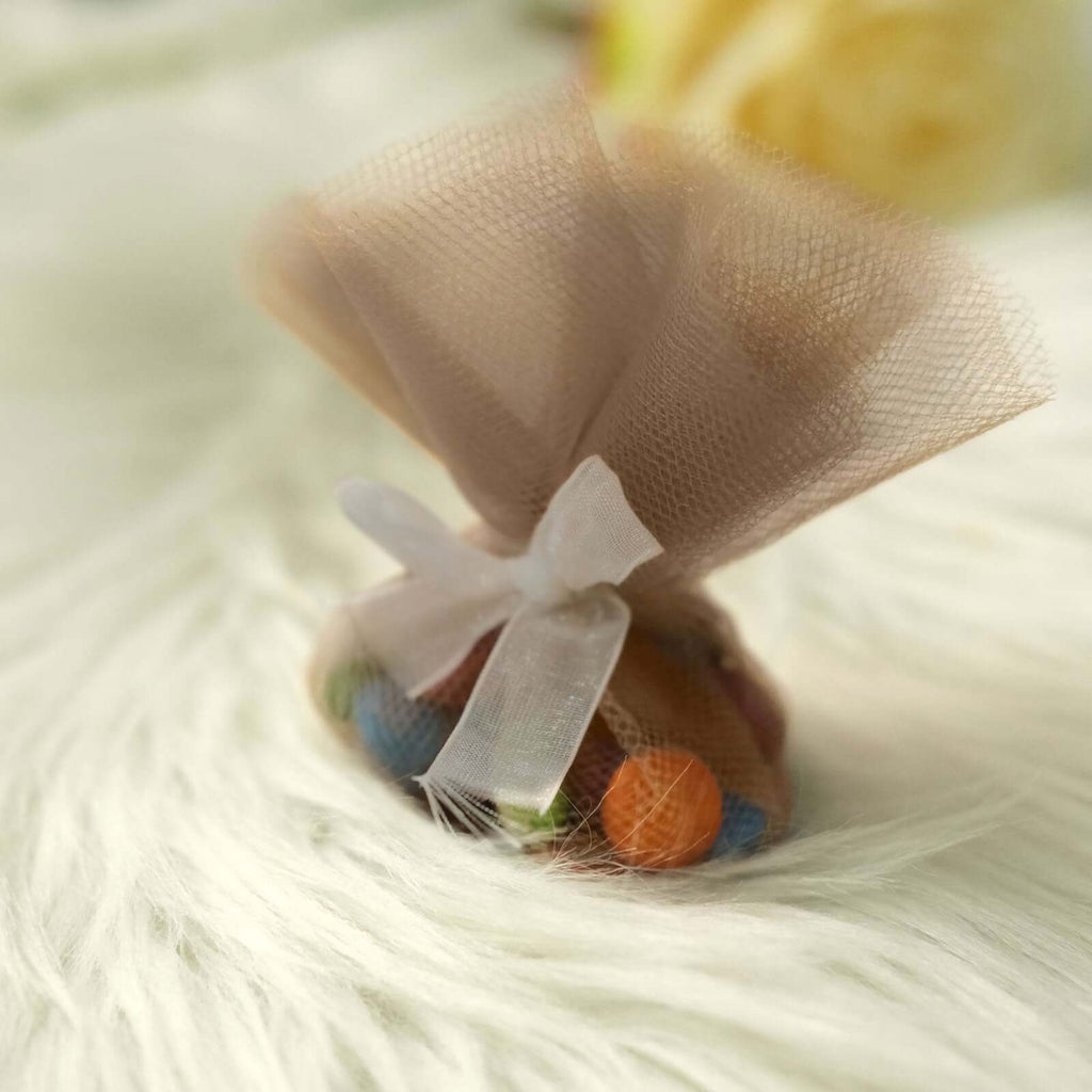 25 Pack 9" Natural Sheer Nylon Tulle Circles Favor Wrap Craft Fabric, DIY Candy Favor Wraps - Bell Racket Store