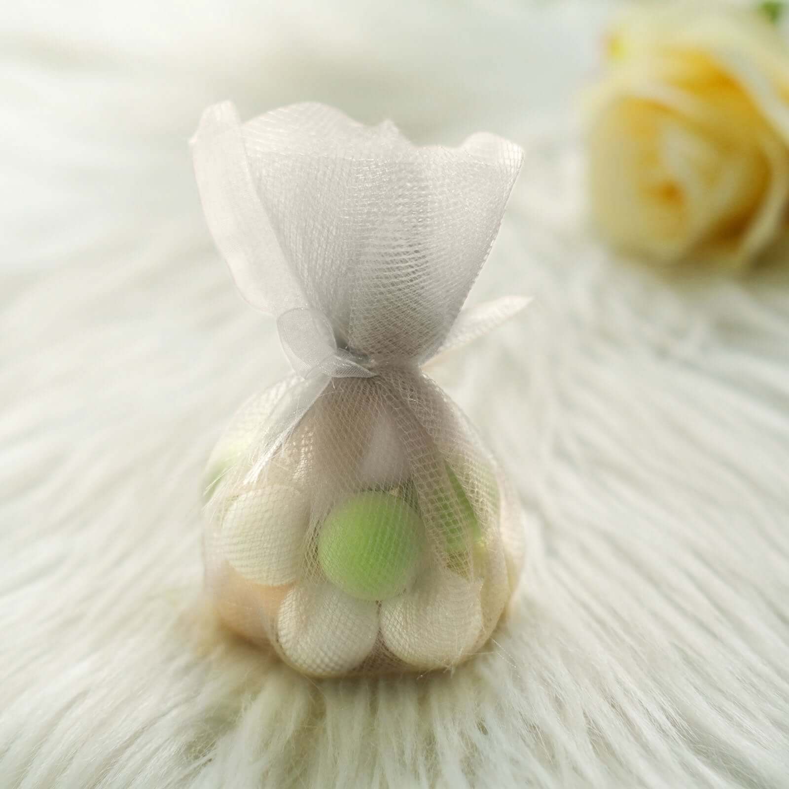 25 Pack 9" Taupe Sheer Nylon Tulle Circles Favor Wrap Craft Fabric, DIY Candy Favor Wraps - Bell Racket Store