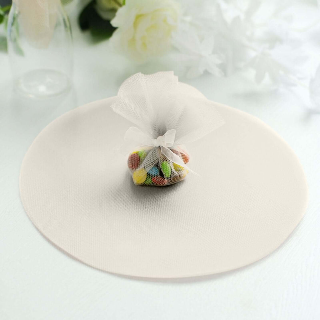 25 Pack 9" Taupe Sheer Nylon Tulle Circles Favor Wrap Craft Fabric, DIY Candy Favor Wraps - Bell Racket Store