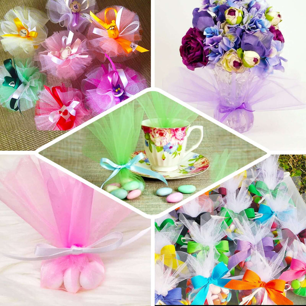 25 Pack 9" Violet Amethyst Sheer Nylon Tulle Circles Favor Wrap Craft Fabric, DIY Candy Favor Wraps - Bell Racket Store