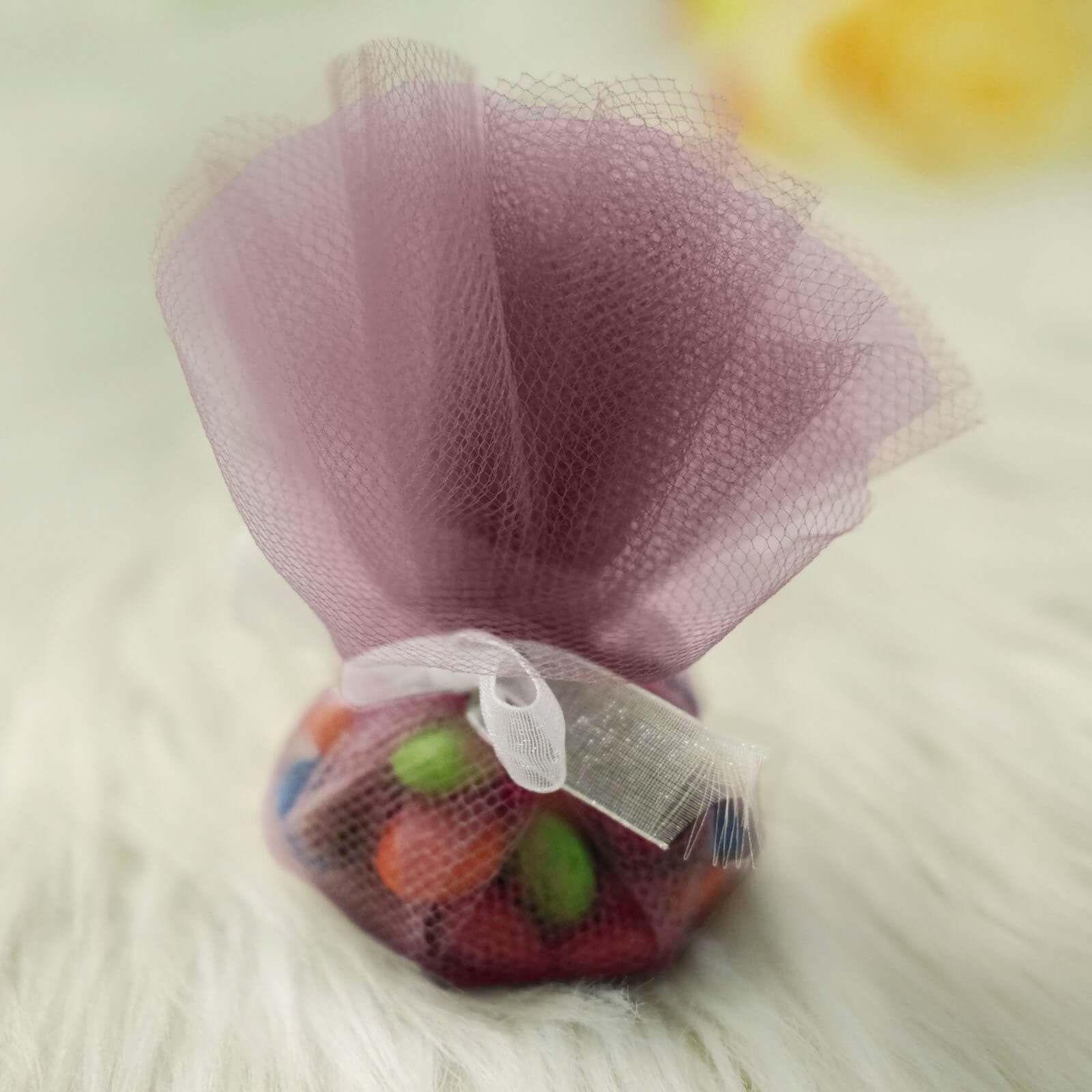 25 Pack 9" Violet Amethyst Sheer Nylon Tulle Circles Favor Wrap Craft Fabric, DIY Candy Favor Wraps - Bell Racket Store