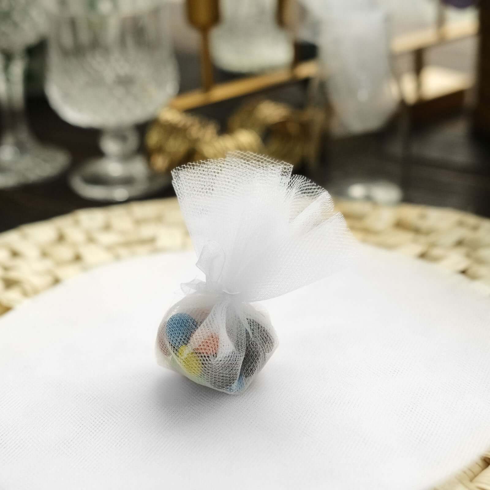 25 Pack 9" White Sheer Nylon Tulle Circles Favor Wrap, DIY Craft Fabric - Bell Racket Store