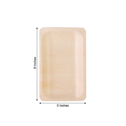 25 - Pack Birchwood 5"x8" Rectangle Dessert Serving Plates - Natural Eco Friendly Wooden Disposable Plates for Farmhouse - Style Events, Parties & Gatherings - NestOCart