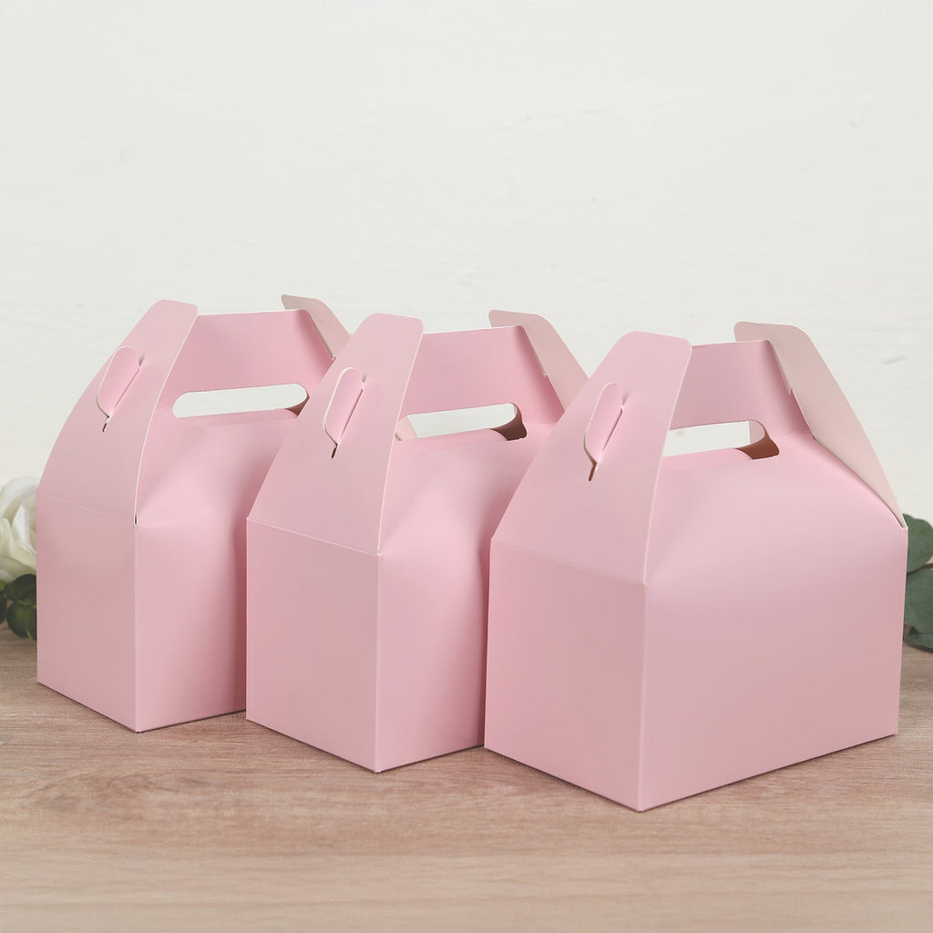 25 Pack Candy Gift Tote Gable Boxes, Blush Party Favor Treat Boxes - 6"x3.5"x7" - Bell Racket Store
