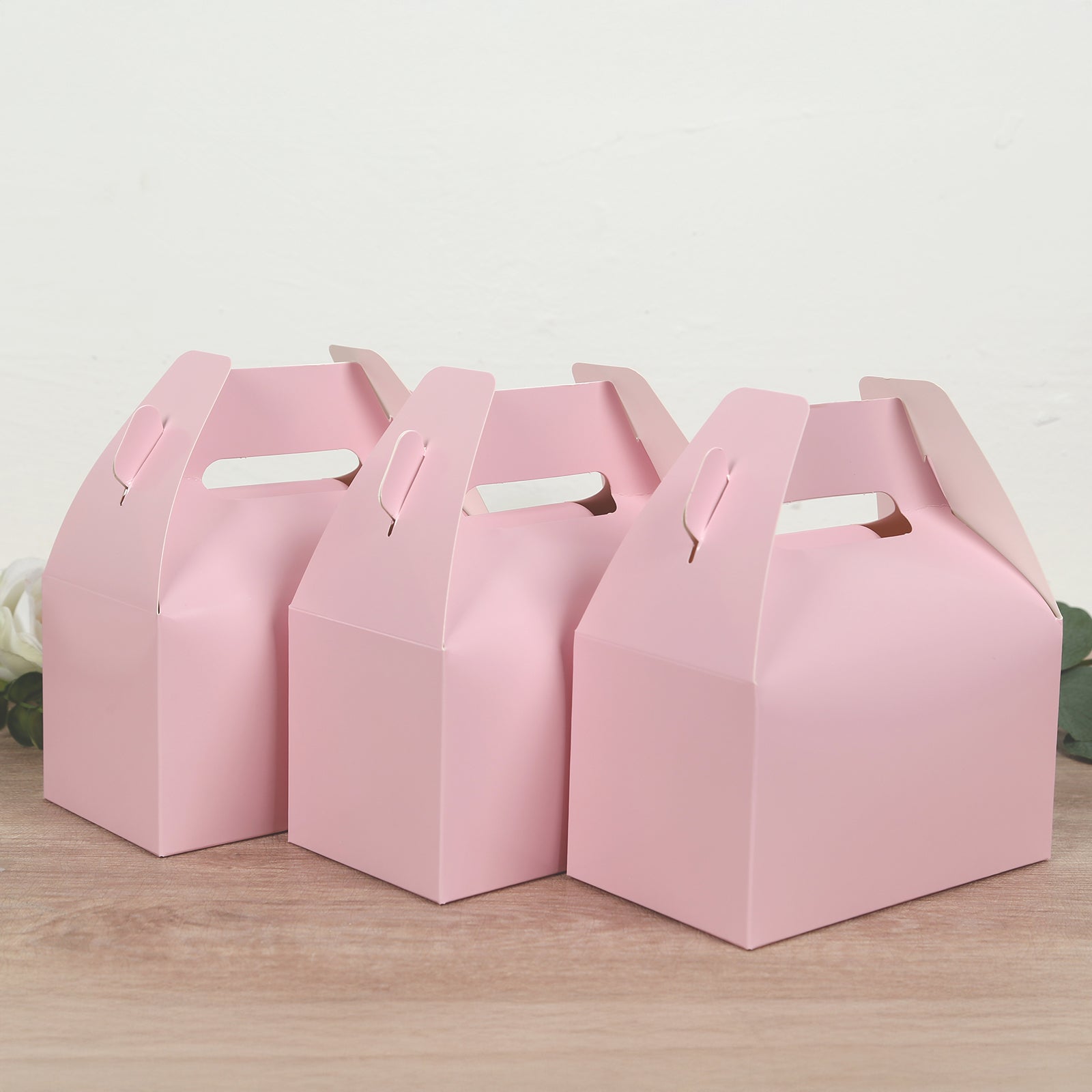 25 Pack Candy Gift Tote Gable Boxes, Blush Party Favor Treat Boxes - 6"x3.5"x7" - Bell Racket Store