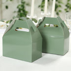 25 Pack Candy Gift Tote Gable Boxes, Dusty Sage Green Party Favor Treat Boxes - 6"x3.5"x7" - Bell Racket Store