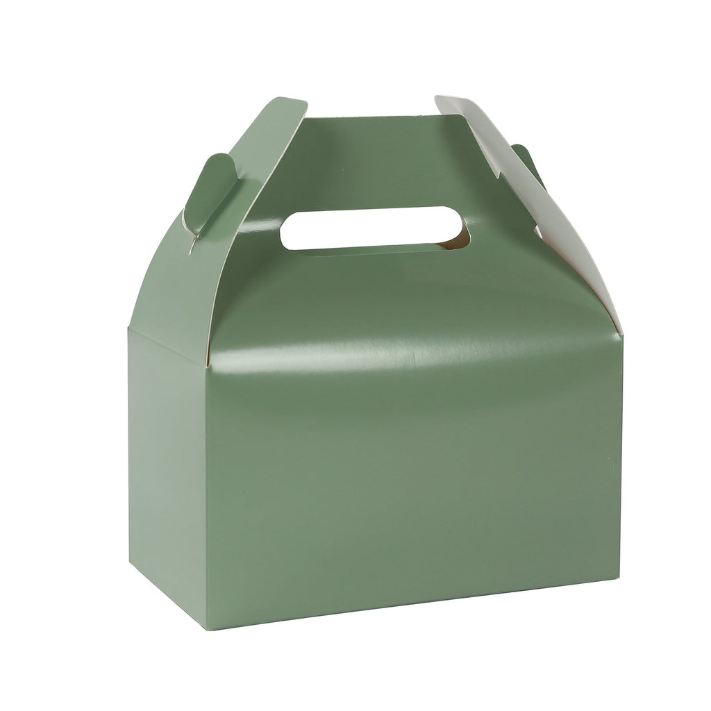 25 Pack Candy Gift Tote Gable Boxes, Dusty Sage Green Party Favor Treat Boxes - 6"x3.5"x7" - Bell Racket Store