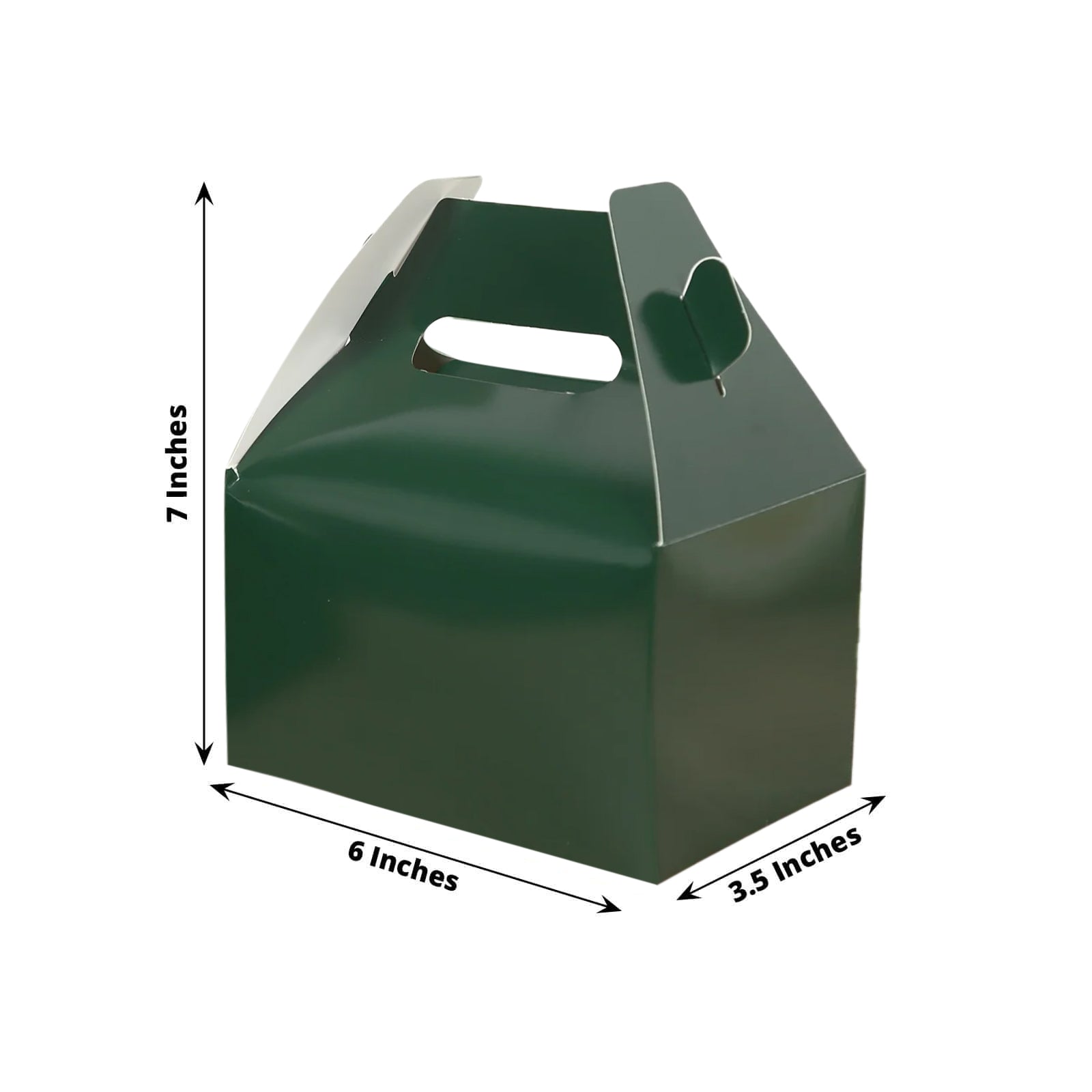 25 Pack Candy Gift Tote Gable Boxes, Hunter Emerald Green Party Favor Treat Boxes - 6"x3.5"x7" - Bell Racket Store