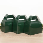 25 Pack Candy Gift Tote Gable Boxes, Hunter Emerald Green Party Favor Treat Boxes - 6"x3.5"x7" - Bell Racket Store