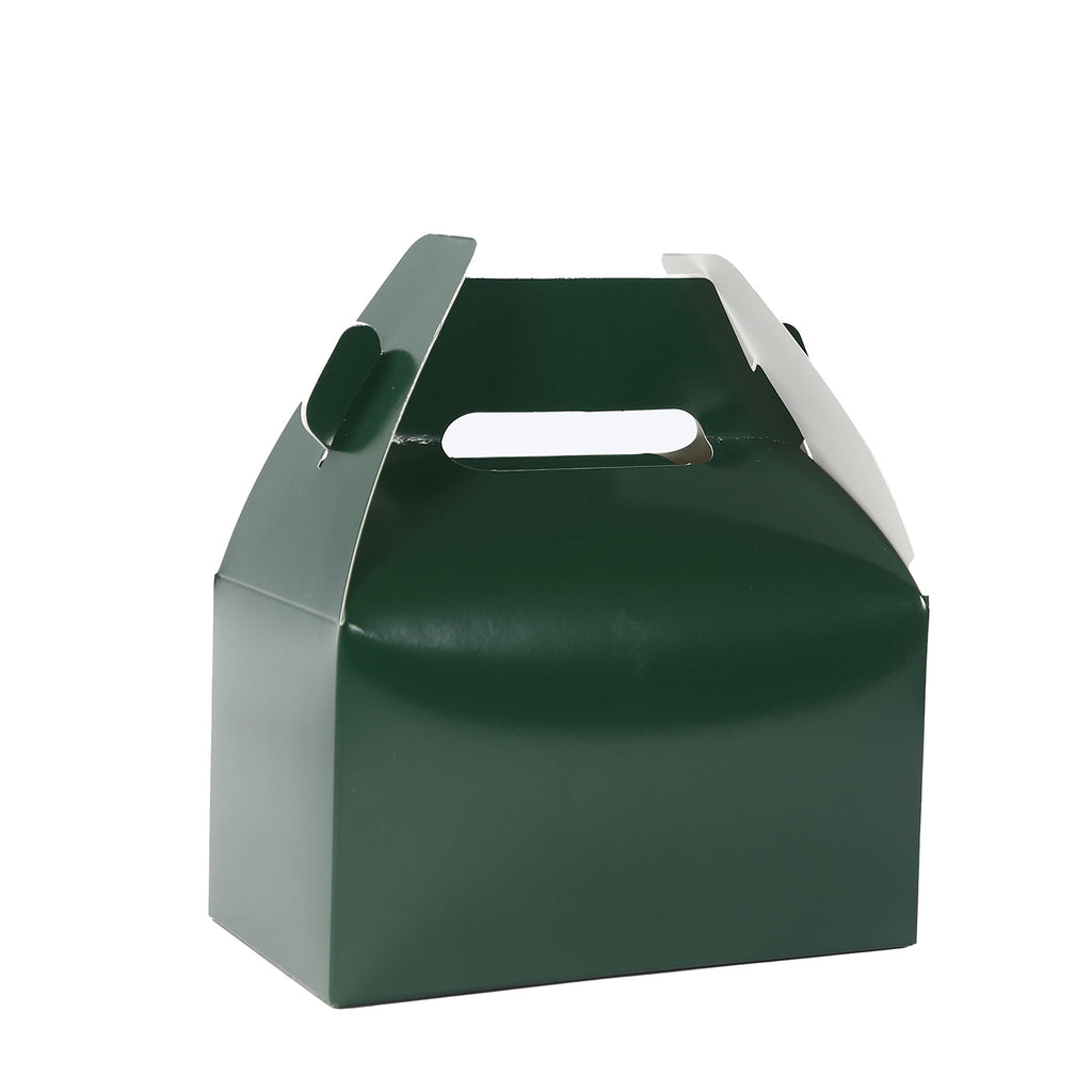 25 Pack Candy Gift Tote Gable Boxes, Hunter Emerald Green Party Favor Treat Boxes - 6"x3.5"x7" - Bell Racket Store