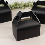 25 Pack Candy Gift Tote Gable Boxes, Matte Black Party Favor Treat Boxes - 6"x3.5"x7" - Bell Racket Store