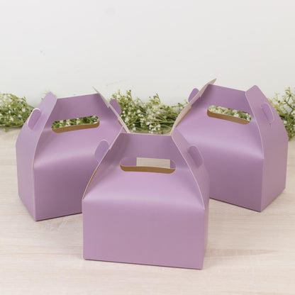 25 Pack Candy Gift Tote Gable Boxes, Matte Lavender Lilac Party Favor Treat Boxes - 6"x3.5"x7" - Bell Racket Store