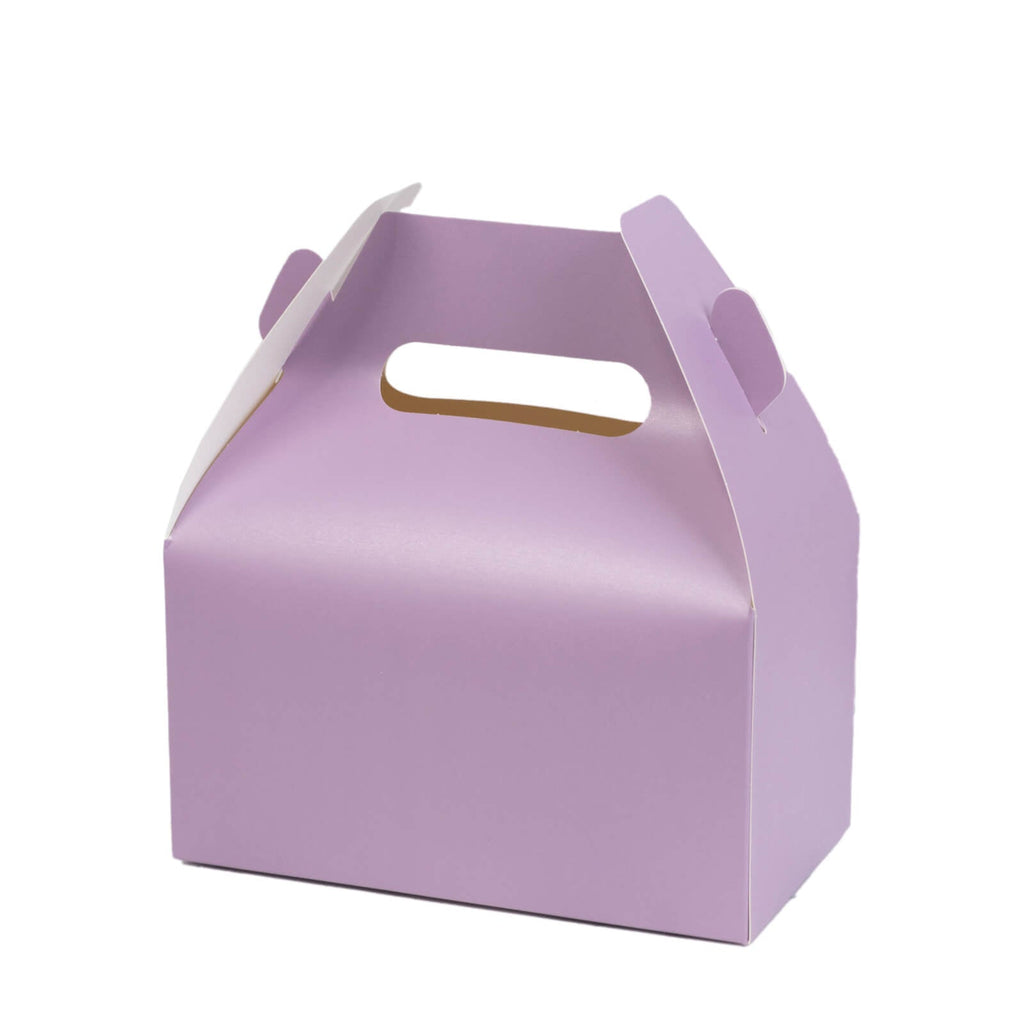 25 Pack Candy Gift Tote Gable Boxes, Matte Lavender Lilac Party Favor Treat Boxes - 6"x3.5"x7" - Bell Racket Store