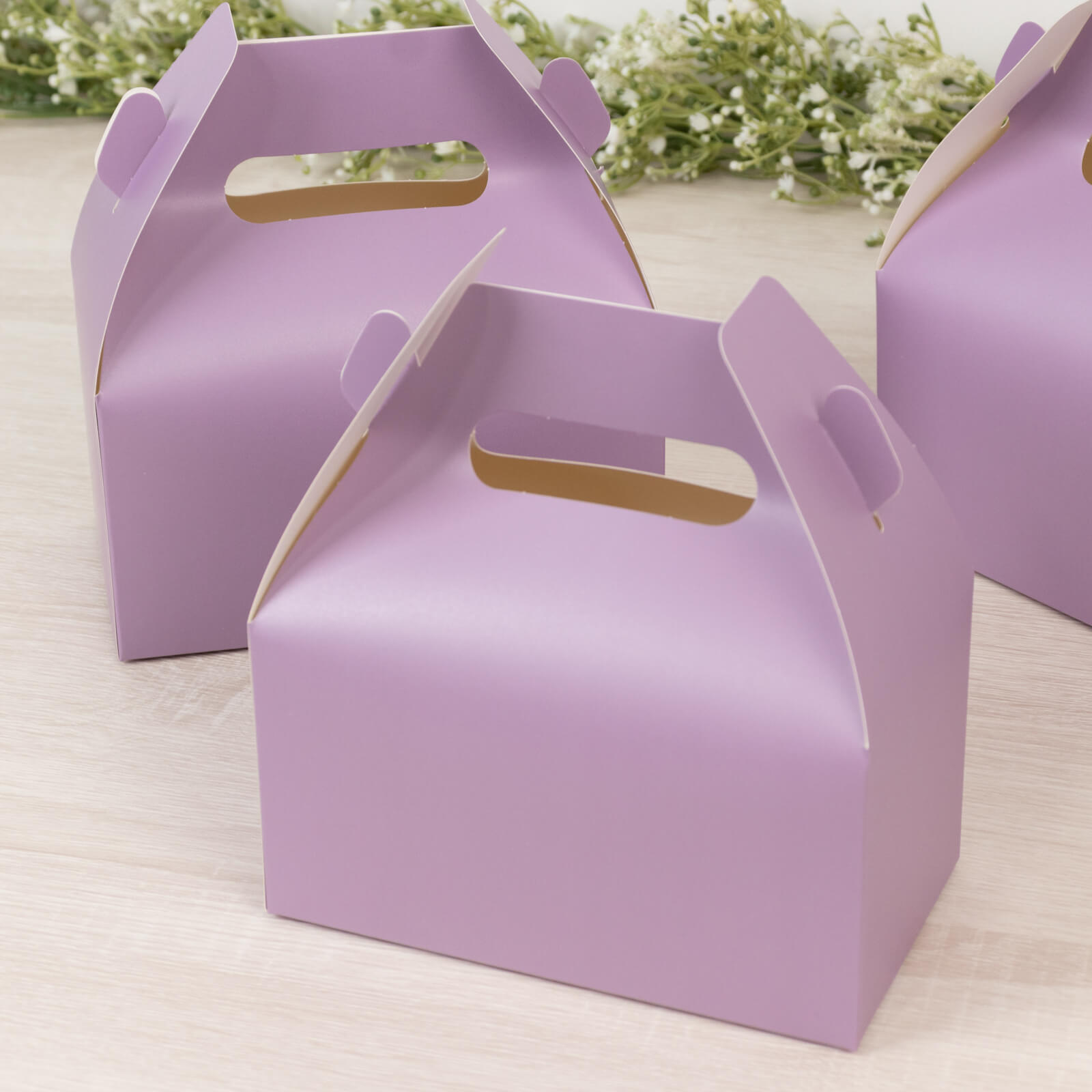 25 Pack Candy Gift Tote Gable Boxes, Matte Lavender Lilac Party Favor Treat Boxes - 6"x3.5"x7" - Bell Racket Store