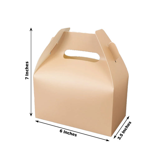25 Pack Candy Gift Tote Gable Boxes, Matte Nude Party Favor Treat Boxes - 6"x3.5"x7" - Bell Racket Store