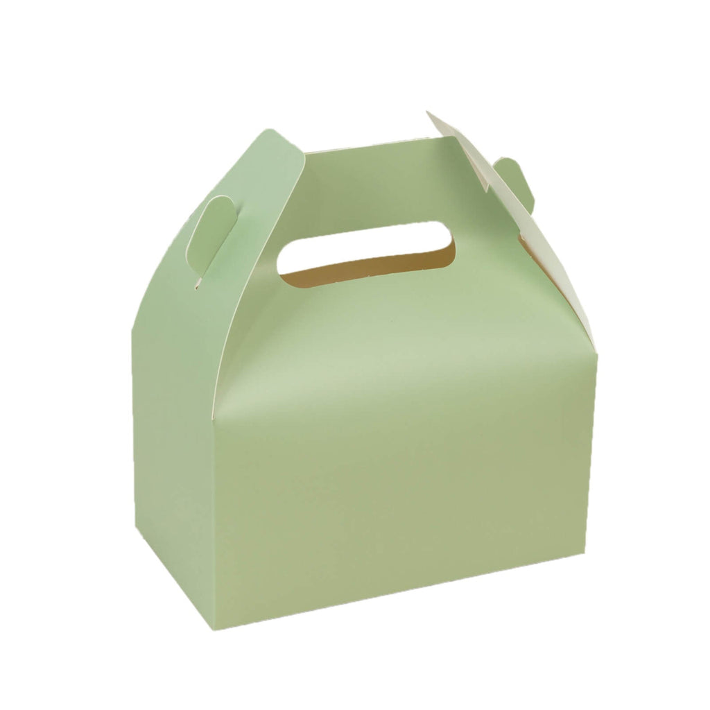 25 Pack Candy Gift Tote Gable Boxes, Matte Sage Green Party Favor Treat Boxes - 6"x3.5"x7" - Bell Racket Store