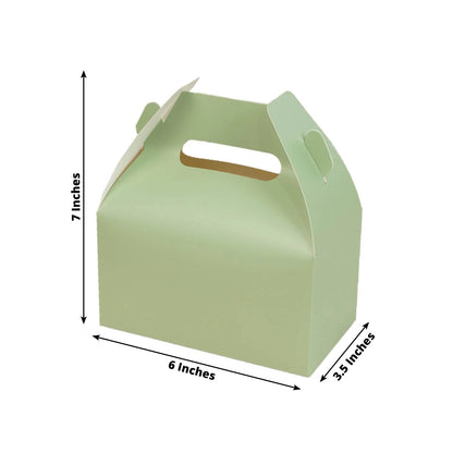 25 Pack Candy Gift Tote Gable Boxes, Matte Sage Green Party Favor Treat Boxes - 6"x3.5"x7" - Bell Racket Store