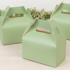 25 Pack Candy Gift Tote Gable Boxes, Matte Sage Green Party Favor Treat Boxes - 6"x3.5"x7" - Bell Racket Store