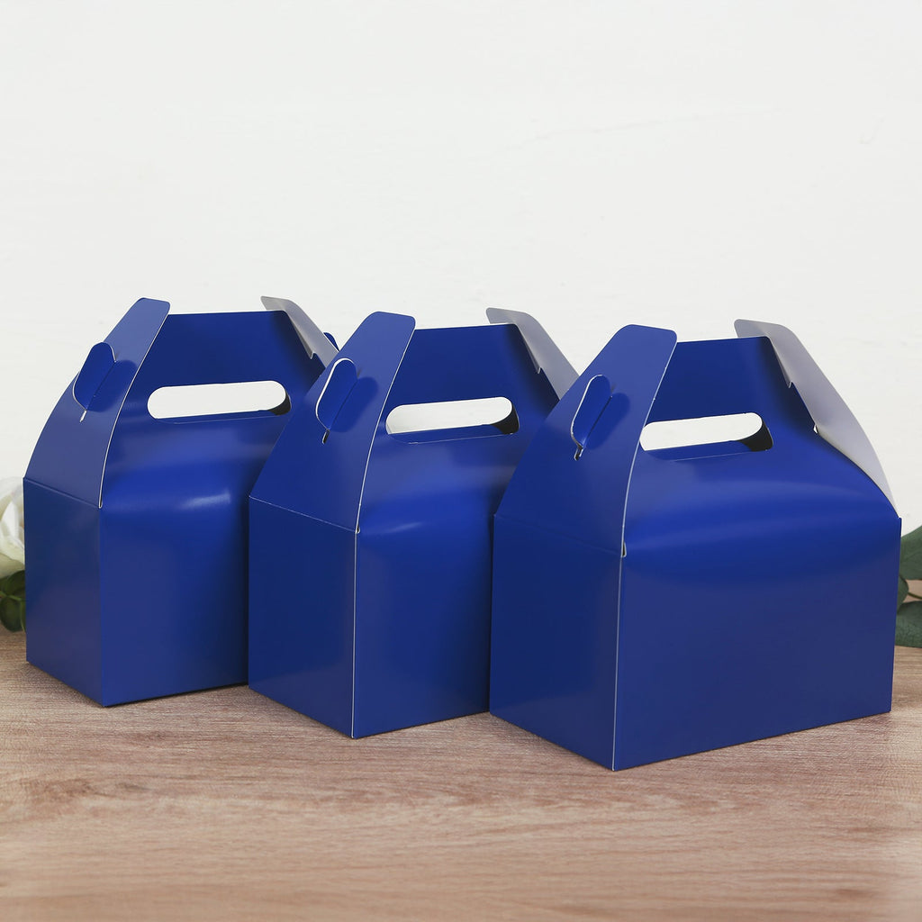 25 Pack Candy Gift Tote Gable Boxes, Royal Blue Party Favor Treat Boxes - 6"x3.5"x7" - Bell Racket Store