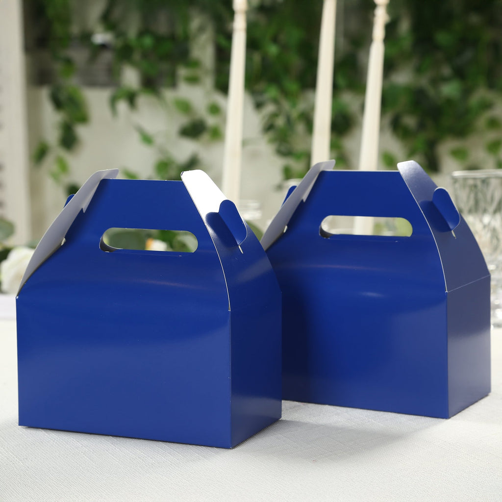 25 Pack Candy Gift Tote Gable Boxes, Royal Blue Party Favor Treat Boxes - 6"x3.5"x7" - Bell Racket Store