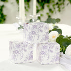 25 Pack Candy Treat Favor Boxes in French Toile Pattern - Matte Lavender and White Party Gift Boxes, Cardstock Paper - 3"x3" - Bell Racket Store